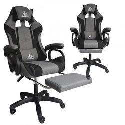 STRIKE snurrande gamingstol med fotstöd och dynor, grå KO40SZ