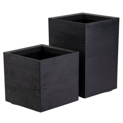 Sæt med Betonique plantepotter på hjul 40 cm sort tavle 2 stk.
