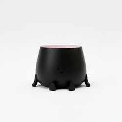 Dekorativ urtepotte med et smil, sort, til planter, moderne design