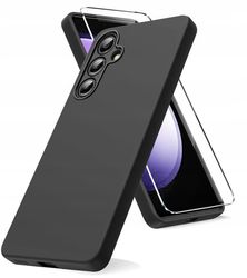 Etui til SAMSUNG GALAXY S22 MAT SILIKONE SORT BAGSIDER + GLAS