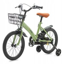 12-TOMMERS BØRNECYKEL MED SIDEHJUL, GRØN KURV