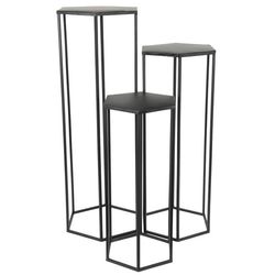 Sæt med 3 sorte metalblomsterstandere