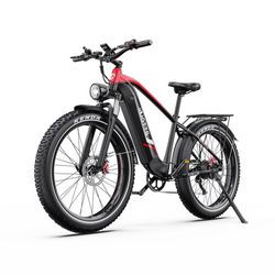 Duotts ​​F26 Lite terrängcykel, 750W motor, max 50 km/h, 18AH batteri, räckvidd 45–90 km, Shimano 7-växlad, svart/röd