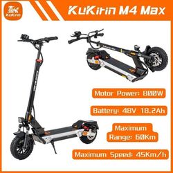 KuKirin M4 Max elektrisk sparkcykel, motor 800 W, max hastighet 45 km/h, batteri 48 V 18,2 Ah, däck 10 tum