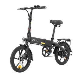 Elcykel DYU A1F Pro - Motor 250W - Batteri 36V 7.5Ah - Däck 16 Tum - Maxhastighet 25 km/h - Svart