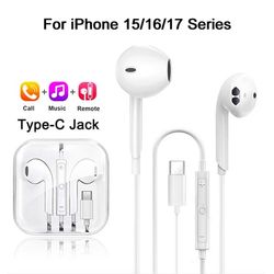 Originale Headset Type C Hovedtelefoner Til Apple iPad iPhone 14 13 12 11 17 15 16 Pro Max Høretelefoner Kablede Ørepropper Telefontilbehør