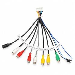 20-pins RCA för bil Android ljud- och videokabel subwooferutgång CVBS Aux-ingång förstärkarkontrollkabel fläkt 12V strömuttag mikrofonkablage
