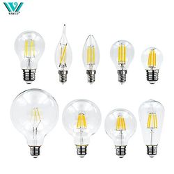 LED Retro Edison Bulb E14 E27 AC 220V 2W 4W 6W 8W Vintage glaslampa C35 G45 A60 ST64 G80 G95 G125 Led Filament Light Heminredning