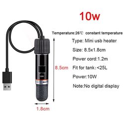 USB Mini Akvarium Varmestang til Lille Fisketank 26°C Konstant Temperatur Akvariumvarmer Dykbar Termostatvarmer 10W