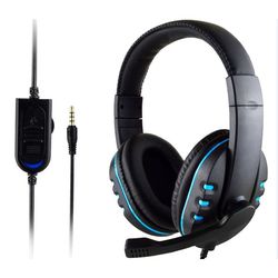 Hovedtelefoner 3,5 mm kablede gaming headset øretelefoner musik til PS4 Play Station 4 spil pc chat computer med mikrofon