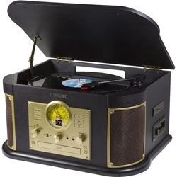 TECHNAXX TX-103 Retro Allt-i-ett Vinyl skivspelare - Digitaliseringsfunktion - Phono, Kassett, CD, USB, Bluetooth, SD, AUX–IN, FM-radio