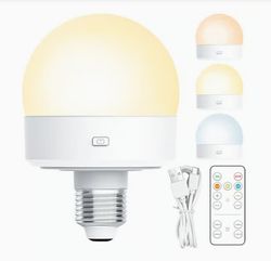 LED-lampa med 3 färgtemperaturer och fjärrkontroll – E26/E27-sockel – för bordslampa, vägglampa och stämningsbelysning – uppladdningsbar 1800 mAh