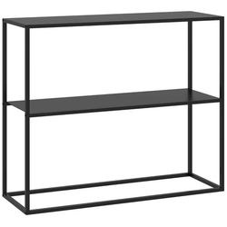 Konsolbord med åbne hylder - Hallbord | Farve: Sort | Mål: 90x30x75 cm