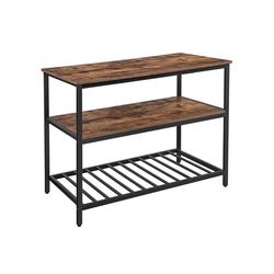 Köksö med 3 hyllor - vintage brun-svart - spånskiva - stål - 120 x 60 x 90 cm