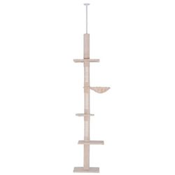 Kattekradsestolpe - Kattetræ med 5 niveauer | Farve: Beige | Mål: 34x40x230-260 cm