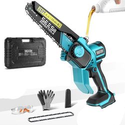 Elektrisk motorsåg - Mini-kedjesåg - Kolborstfri motor - 15/20 cm svärdslängd - Verktygslös smörjning - För Makita 18 V-batteri - Utan batteri