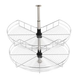 Hörnskåpsförvaring kök - Roterande korg 2 plan - 71 cm diameter - Järn - Hög bärförmåga - Stor förvaring - Silver