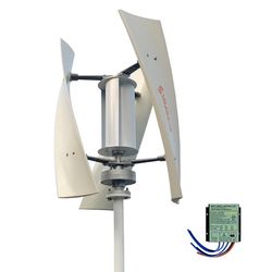 Vertikal vindturbin - SX3-3000 vindgenerator - 3000 W - 48 V - 3 blad - Startar vid 1,5 m/s - Låg ljudnivå - Gratis laddningsregulator - Vit