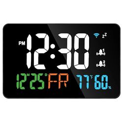 Smart WiFi vækkeur - Bordur - Digital LED-display - Kalender, Termometer, Hygrometer - Automatisk tidskalibrering via WiFi - Hvid