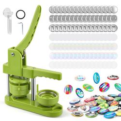 58 mm knapmaskine - Badge Maker - Stansepresser - 100 knapdele - Ergonomisk håndtag - Grøn