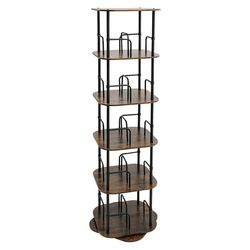 Bogreol - Drejbar gulvstående med 5 hylder - 45×45×159 cm - Jern og træ - Moderne design - 30 cm hyldeafstand - Grøn