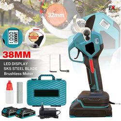 Batteridriven grensax - Elektrisk beskärningssax - 32 mm - Kolborstlös - 220 V - Sladdlös - Blå