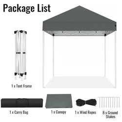 2×2 m Pop Up Pavillon - Sammenklappeligt Partytelt - Vandtæt 420D Oxford - UPF 50+ Solafskærmning - 3 Højder - Bæretaske - Mørkegrå