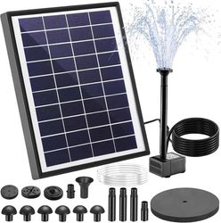 Solcells fontänpump - Solar Fountain Water Pump Kit - 6,5 W - 180 l/h flöde - Filterpanel med 9 munstycken - För trädgårdsdamm & akvarium