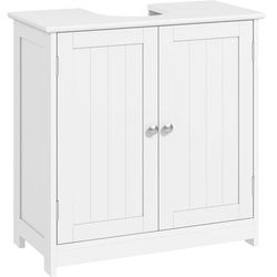 Badrumsskåp - Underskåp för tvättställ - 2 dörrar - 60×30×60 cm - Trä - Monteras själv - Vit