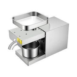 Elektrisk oljepress - Oljepressmaskin - 600 W 220 V EU-kontakt - 304 rostfritt stål - Kall/varm press - 5 kg/h - Ljusgrå