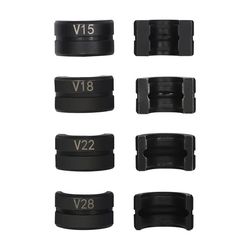 Pressbackar för rör - V-profil 15/18/22/28 mm - För kopparrör - Cr45-stål - Svart