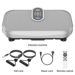 4D Vibrationsplatta - Träningsmaskin för hela kroppen - 120 hastigheter - Bluetooth-högtalare - Motståndsband - Vit