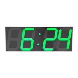 LED Digital Vægur - Stor Display - Fjernbetjening - 45x16cm - 142 LED-Lys - Sort