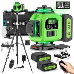Laseravvägare - 16 linjer 4D - 360° horisontell/vertikal - Självnivellering ±3° - IP54 - App-styrning - 25 m räckvidd - 2x batteri EU-kontakt
