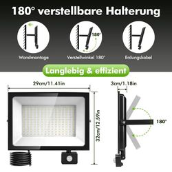 LED-strålkastare - 200 W - Rörelsesensor - 6500 K - 220–240 V - Vattentät - 1-pack