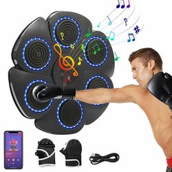 Smart Bluetooth boxningsplatta - Träningsmaskin väggmonterad - Musik & LED-ljus - Trycksensor - Stötdämpande skum - Med handskar