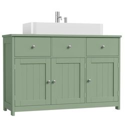 Badeværelsesmøbel - Vaskeskab 100x30x61 cm - 2 skuffer - 3 låger - Spånplade - Grøn