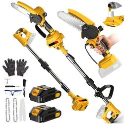 Elektrisk grensåg - Teleskopisk stangkedjesåg 15 cm - Borstlös motor - 21V batteri - 2 batterier ingår - Trädgårdsbeskärning