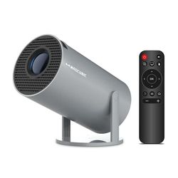 HY300 Pro projektor - Bærbar udendørs hjemmebio - 8K support 720p HD - 8000 lumen 290 ANSI - Android 14 WiFi 6 BT 5.4 - Auto keystone - Grå
