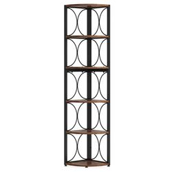 Hjørnereol - Bogreol - 170 cm Høj - 6 Hylder - Fritstående - Chokoladebrun