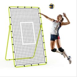 Volleybold rebounder-net - Justerbart træningsnet - 213x122 cm, til serve og smash - Kraftig ramme - Lys grøn