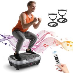 Vibrationsplatta - Träningsmaskin för hemmet - Helkroppsträning - Fettförbränning - Muskelavslappning - Höfttränare - Ljusgrå