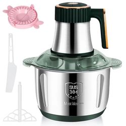 Elektrisk kødhakker - Foodprocessor og grøntsagshakker - 5 l skål - 6-bladet rustfrit stål - Multifunktion køkkenmaskine med EU-stik - Grøn