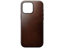 NOMAD Modern Leather Case - beskyttende lærveske til iPhone 16 Pro Max; Horween-lær (rustikk brun)