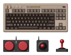 8Bitdo C64 Edition, Kabel & Trådlös, USB + RF Wireless + Bluetooth, Mekaniska tangentbrytare, QWERTY, Grå