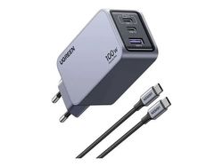 Ugreen Nexode Pro series - Strømadapter - GaN - 100 watt - 2.5 A - PD - 3 utgangskontakter (2 x USB-C, USB) - på kabel: USB-C
