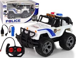 LeanToys bil R/C politibil Jeep, 1:14, fjernstyrte effekter, lys