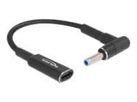 Delock - Strömadapter - USB-C (hona) till likströmskontakt 4,5 x 3,0 mm (hane) vinklad - 19.5 V - 3 A - 15 cm - svart