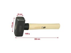 KS Tools 142.5150, Slegge, Stål, Tre, 28 cm, 1,6 kg, 1,5 kg