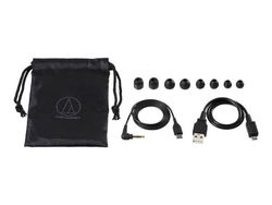Audio-Technica QuietPoint ATH-ANC100BT - Ørepropper med mikrofon - i øret - Bluetooth - trådløs - aktiv støydemping - 3,5 mm jakk - svart